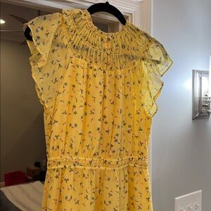 LOFT Sunny Yellow Floral Midi Dress